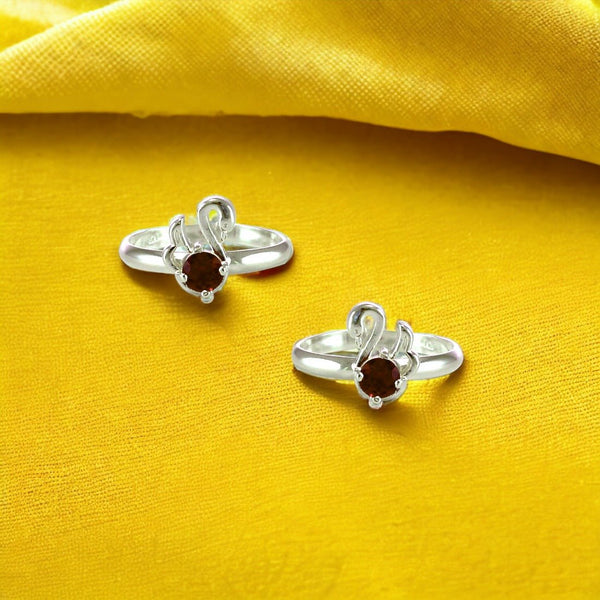 Taraash 925 Sterling Silver Red Cz Peacock Toe Ring For Women - Taraash