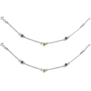 Taraash 925 Sterling Silver Star Colourful Anklet For Kids - Taraash