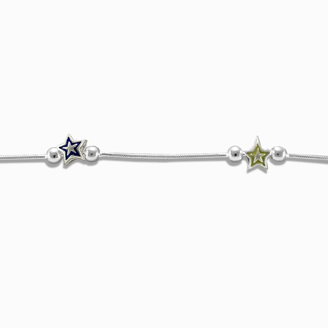 Taraash 925 Sterling Silver Star Colourful Anklet For Kids - Taraash