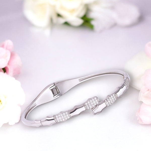 Taraash 925 Sterling Silver Unique Cz Bangle Kada For Women - Taraash