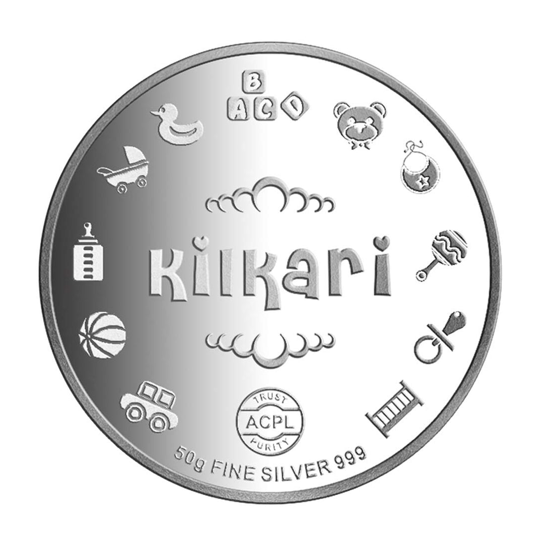Taraash 999 New Born Baby 50 gm Silver Coin For Gifting - Taraash