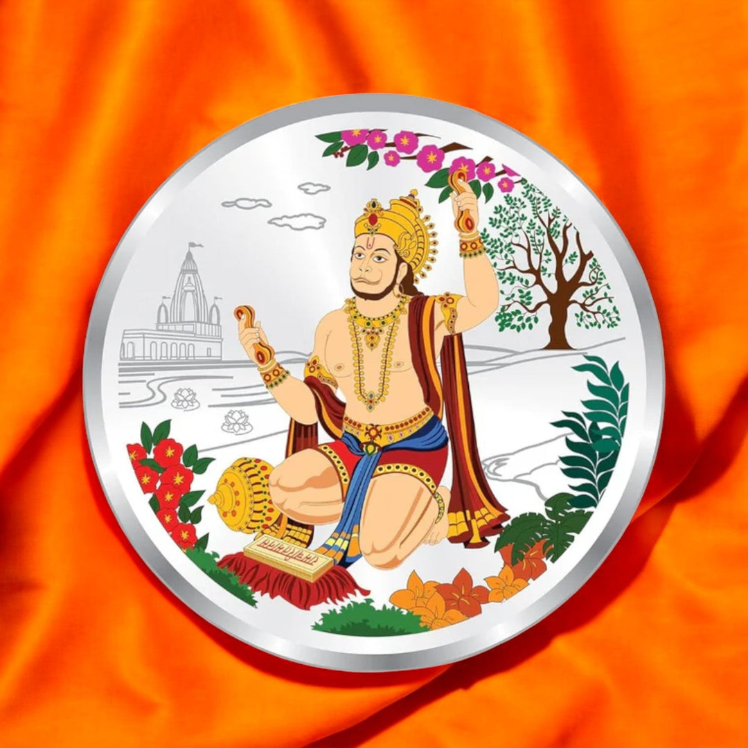 Taraash 999 Purity 20 gm Lord Hanuman Silver Colour Coin By ACPL - Taraash