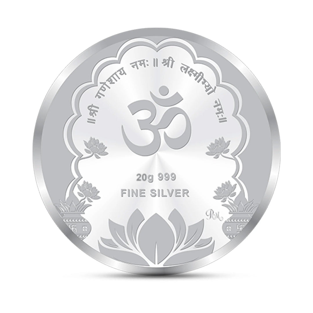 Taraash 999 Purity 20 grams Laxmi Ganesh Silver Coin - Taraash