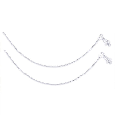 Taraash Singal Line Plain Ending with Floral Charm 925 Silver Anklet For Women AN0554S - Taraash