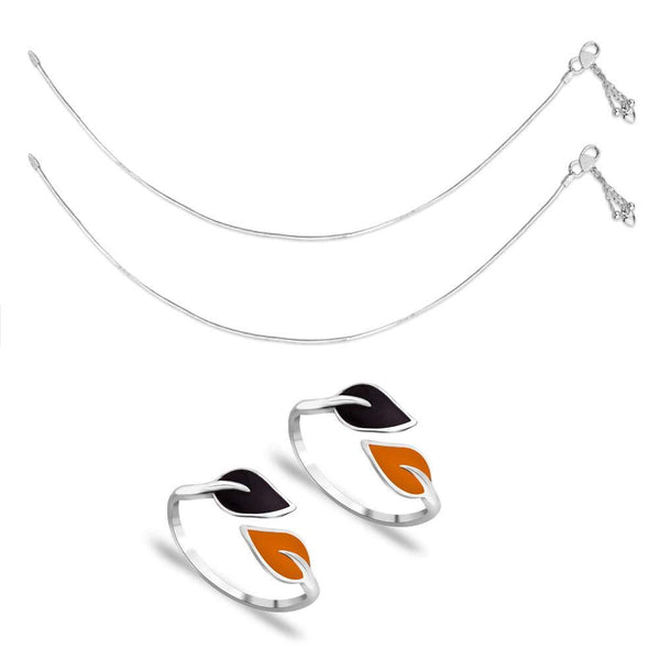 Taraash Sterling Silver Combo Of Anklet & Toe Ring For Women COMBO ANTR 62 - Taraash