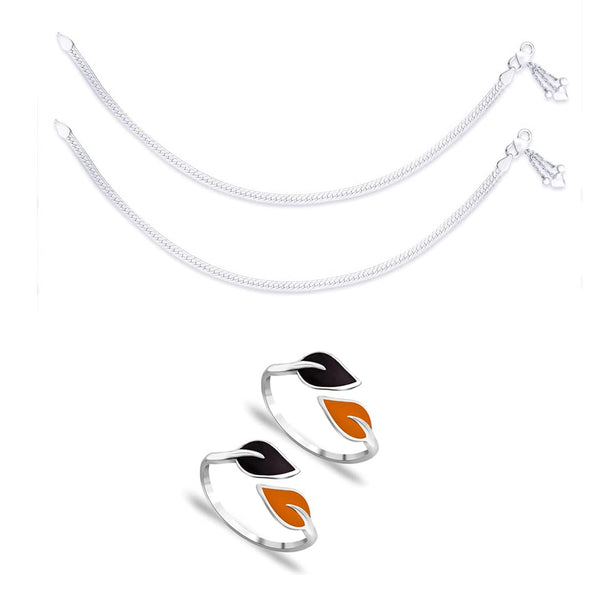 Taraash Sterling Silver Combo of Anklet & Toe Ring For Women COMBO ANTR 92 - Taraash