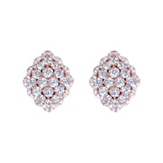 Taraash Sterling Silver CZ Rose Gold Diamond Shape Earrings for Women - 925 Silver with Rose Gold Plating - Taraash
