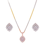 Load image into Gallery viewer, Taraash Sterling Silver CZ Rose Gold Diamond Shape Jewellery Set for Women - 925 Silver with Rose Gold Plating &amp; 18 - Inch Chain - Taraash

