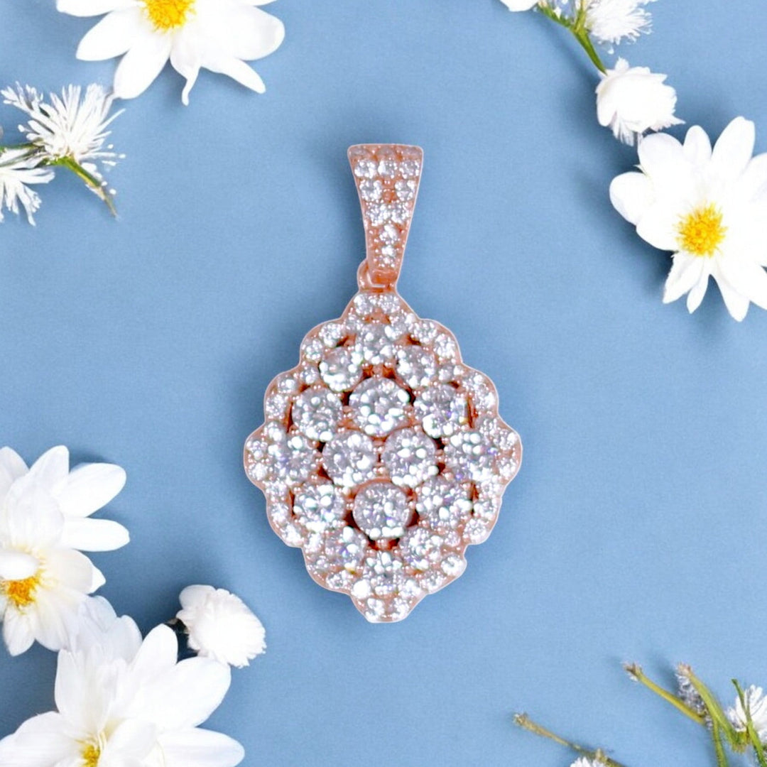 Taraash Sterling Silver CZ Rose Gold Diamond Shape Pendant for Women - 925 Silver with Rose Gold Plating - Taraash