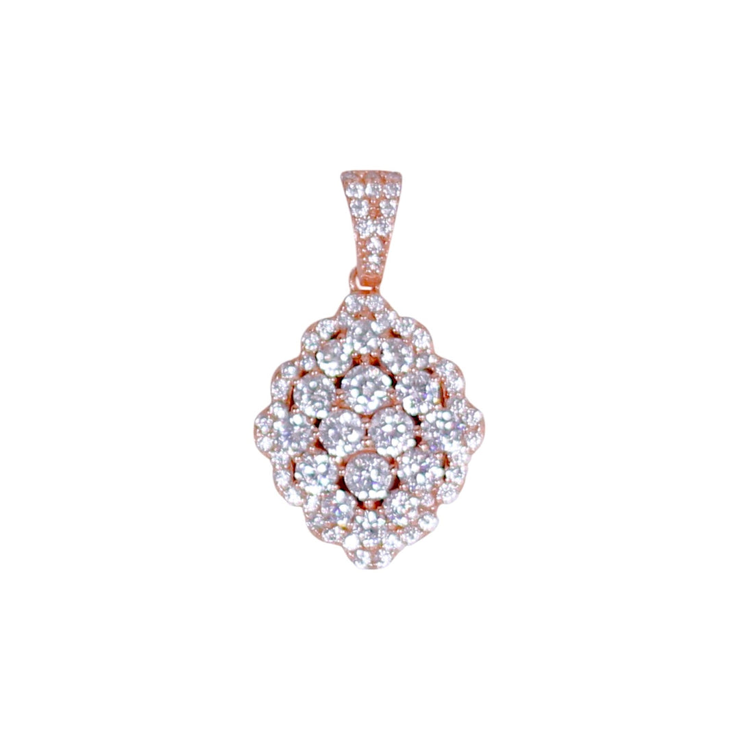 Taraash Sterling Silver CZ Rose Gold Diamond Shape Pendant for Women - 925 Silver with Rose Gold Plating - Taraash