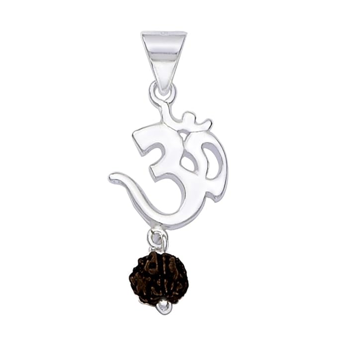 Taraash Sterling Silver Om Rudraksha Pendant With Chain For Unisex COMBO PDCH 64 - Taraash