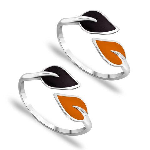 Taraash Top Openable Leaf with Multicolour Enamel 925 Silver Toe Ring for Women - Taraash