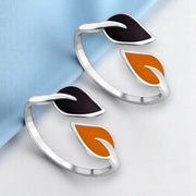 Taraash Top Openable Leaf with Multicolour Enamel 925 Silver Toe Ring for Women - Taraash