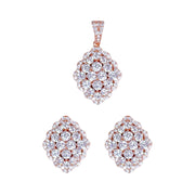Taraash Women's Jewelry Set - Sterling Silver CZ Rose Gold Diamond Shape - 925 Silver with Rose Gold Plating - Taraash