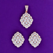 Taraash Women's Jewelry Set - Sterling Silver CZ Rose Gold Diamond Shape - 925 Silver with Rose Gold Plating - Taraash