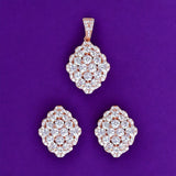Taraash Women's Jewelry Set - Sterling Silver CZ Rose Gold Diamond Shape - 925 Silver with Rose Gold Plating - Taraash