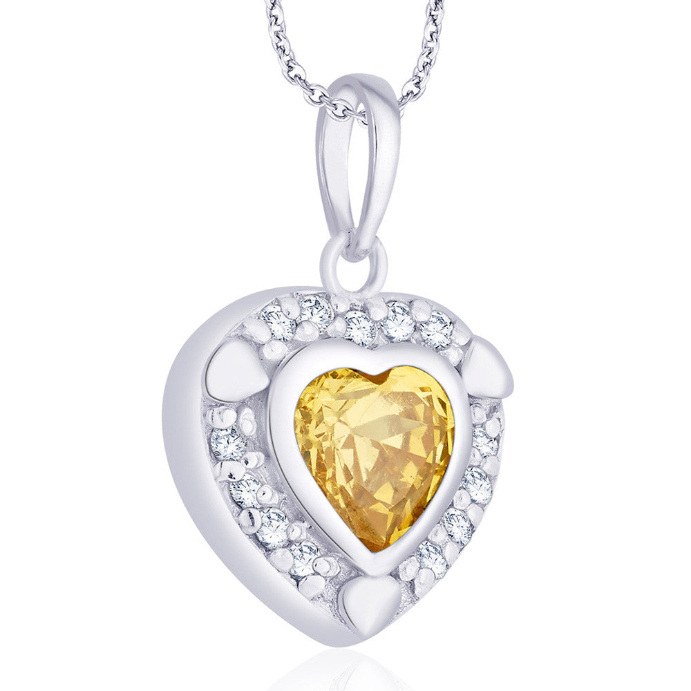 Taraash 925 Sterling Silver Heart Shaped Olive colour Pendant for women CBPD043I-11