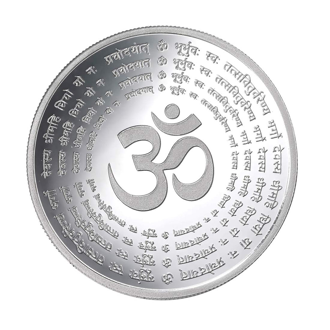 Taraash 999 Purity 100 gm Sunrise Gayatri Mantra Silver Coin By ACPL