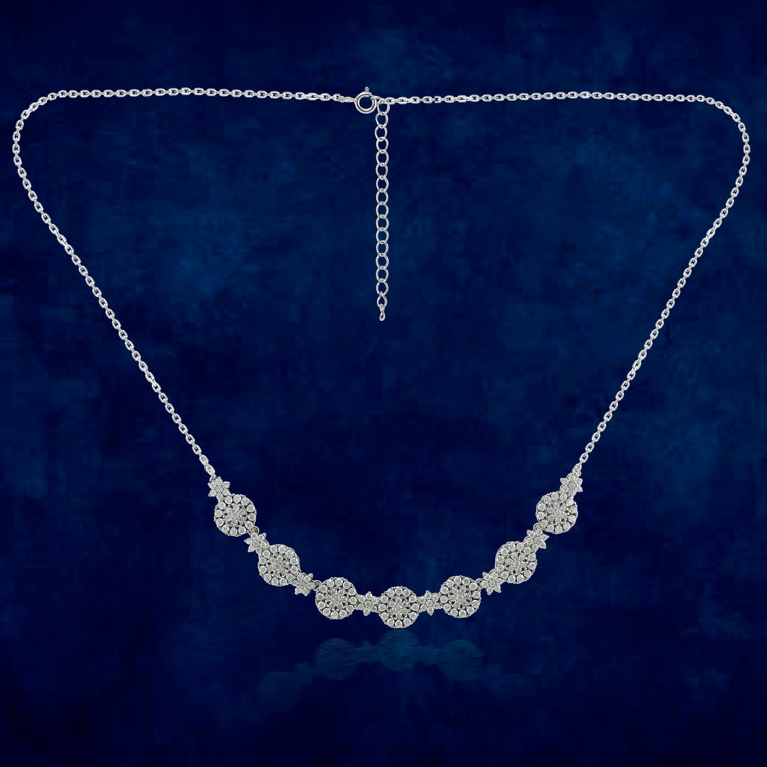 TARAASH 925 Sterling Silver CZ Floral Necklace Set For Women