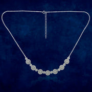 TARAASH 925 Sterling Silver CZ Floral Necklace Set For Women