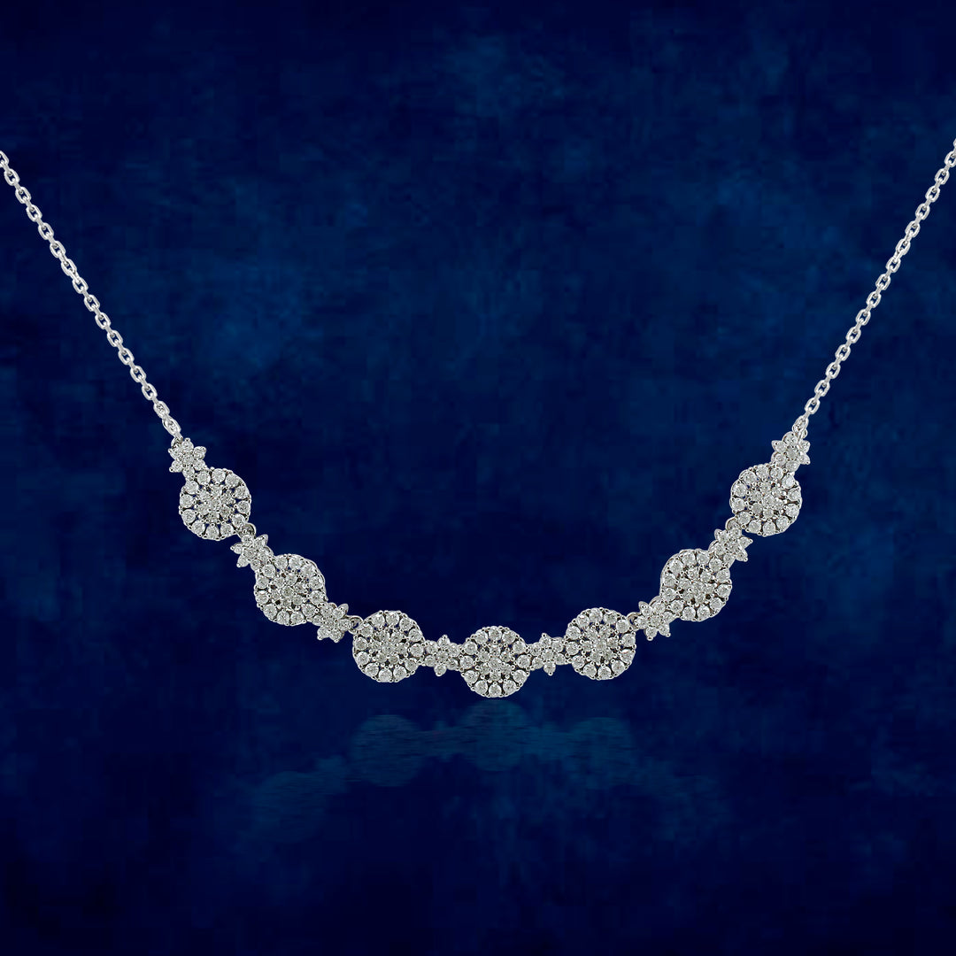 TARAASH 925 Sterling Silver CZ Floral Necklace Set For Women