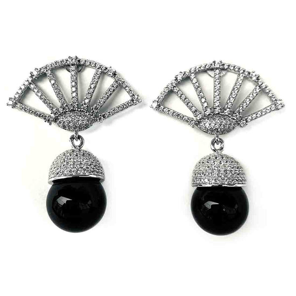 Blisse 925 Silver CZ Black Pearl Drop Earring For Women - Taraash