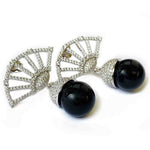 Load image into Gallery viewer, Blisse 925 Silver CZ Black Pearl Drop Earring For Women - Taraash
