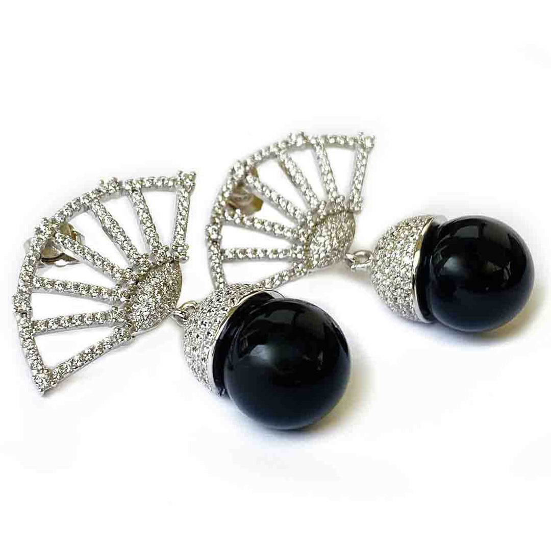 Blisse 925 Silver CZ Black Pearl Drop Earring For Women - Taraash