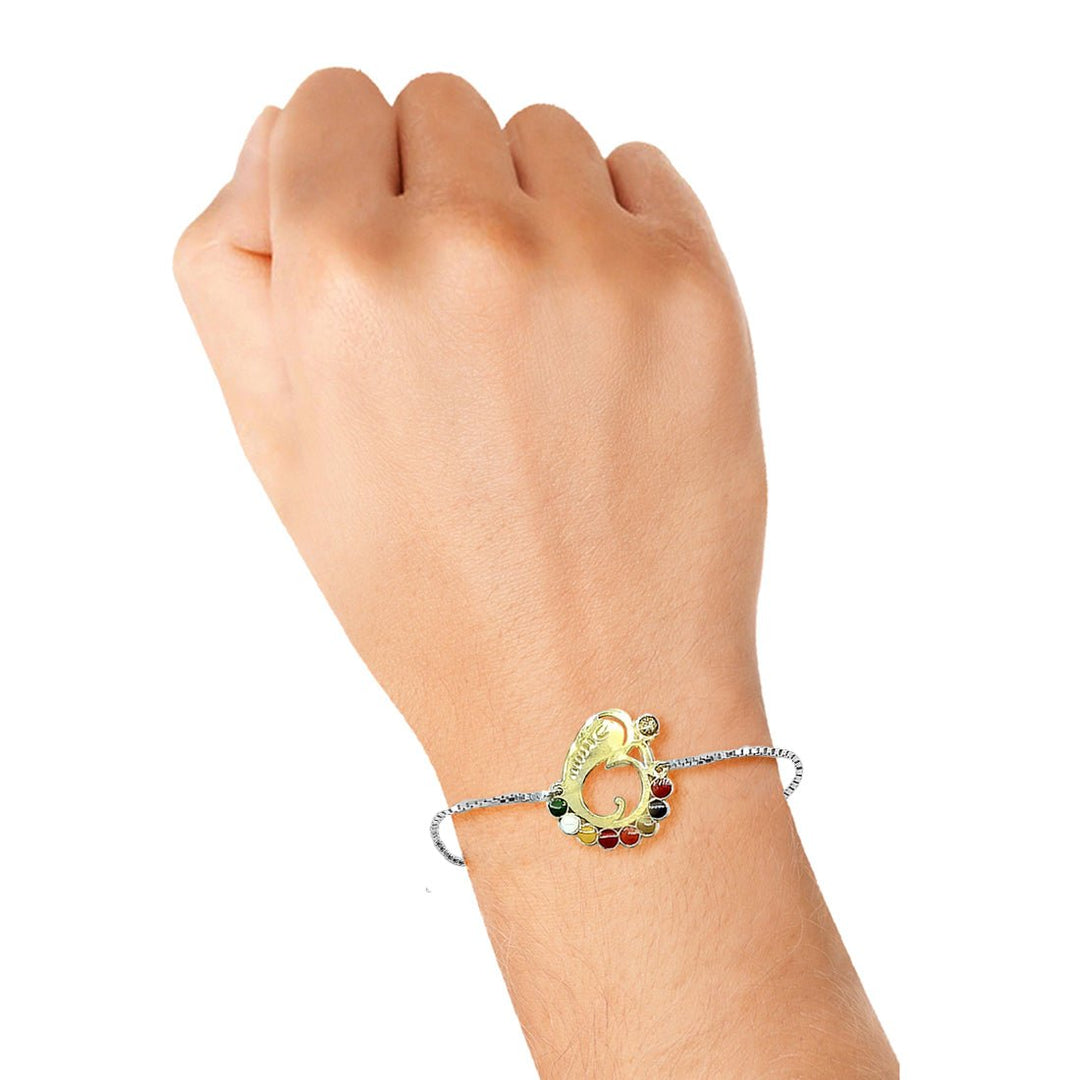 Blisse Allure 925 Silver Gold Plated Ganeshji Rakhi Bracelet for Brother - Taraash