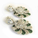 Blisse Allure 925 Silver Traditional Jhumka Green White CZ Earring For Women - Taraash