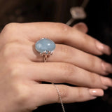 Blisse Allure 925 Sterling Aquamarine Semi Precious Silver Finger Ring - Taraash