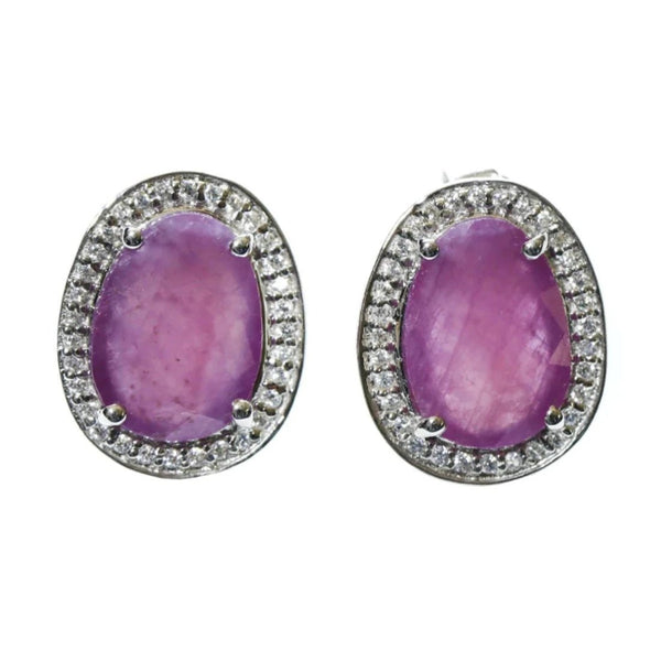 Blisse Allure 925 Sterling Ruby Cz Silver Stud Earrings For Women - Taraash