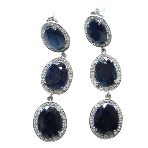 Blisse Allure 925 Sterling Sapphire Cz Silver Drop Earrings For Women - Taraash