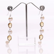 Blisse Allure 925 Sterling Silver Citrine and Pearl Dangler Earrings For Women - Taraash