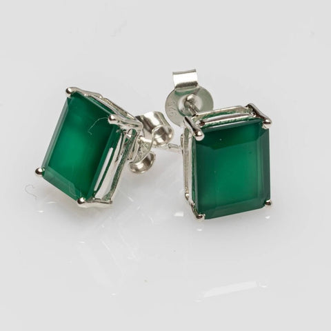 Blisse Allure 925 Sterling Silver Green Onyx Stud Earrings For Women - Taraash
