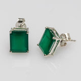 Blisse Allure 925 Sterling Silver Green Onyx Stud Earrings For Women - Taraash