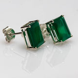 Blisse Allure 925 Sterling Silver Green Onyx Stud Earrings For Women - Taraash