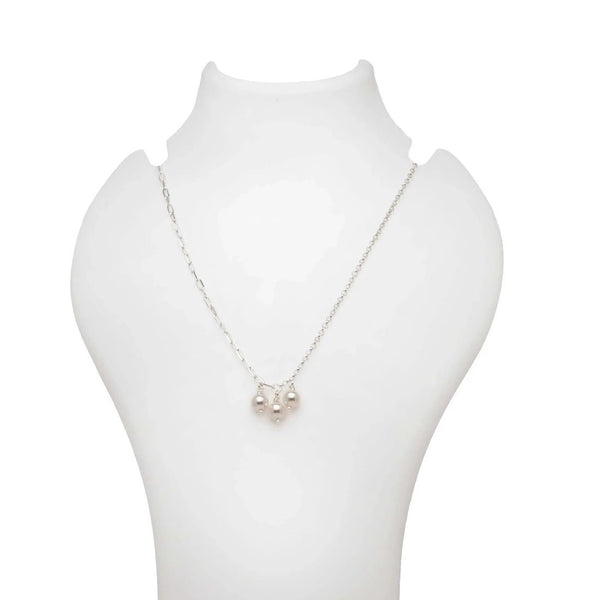 Blisse Allure 925 Sterling Silver Half An Half Chain With Pearl Drops Necklace - Taraash