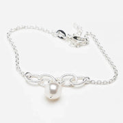 Blisse Allure 925 Sterling Silver Link Bracelet With Pearl Drop - Taraash