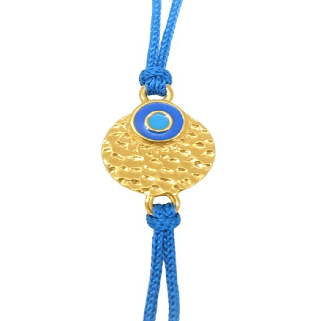 Blisse Allure 925 Sterling Silver Nazar Rakhi in Hammered Gold Disc - Taraash