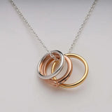 Blisse Allure 925 Sterling Silver Necklace 3 Tone Detachable Rings - Taraash