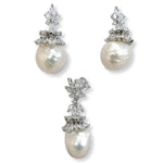Load image into Gallery viewer, Blisse Allure 925 Sterling Silver Pearl Pear Drop Pendant with Earrings Set For Women - Taraash
