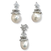 Blisse Allure 925 Sterling Silver Pearl Pear Drop Pendant with Earrings Set For Women - Taraash