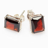 Blisse Allure 925 Sterling Silver Red Garnet Stud Earrings For Women - Taraash