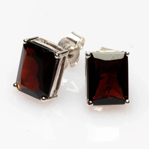 Blisse Allure 925 Sterling Silver Red Garnet Stud Earrings For Women - Taraash