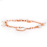 Blisse Allure 925 Sterling Silver Rose Gold Plated Bracelet With Heart Shaped Charm And Pearl Drops - Taraash