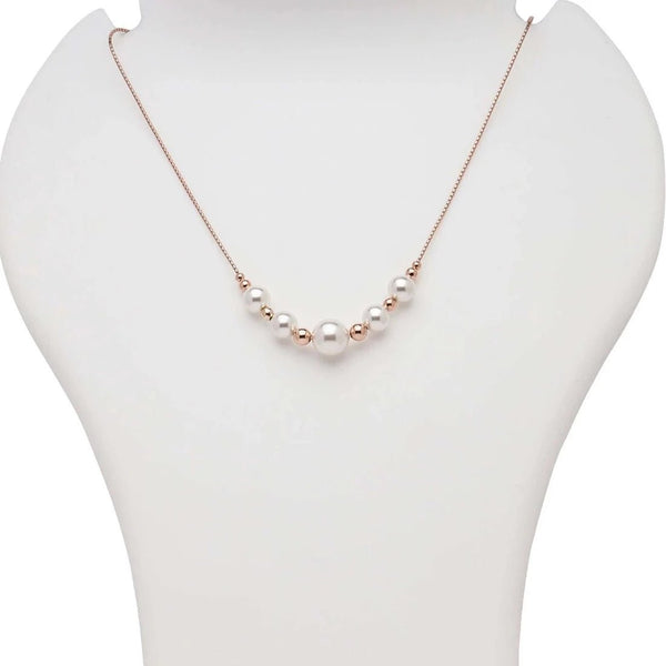 Blisse Allure 925 Sterling Silver Rose Gold Plated Necklace With Heart Shaped Charm And Pearl Drops - Taraash