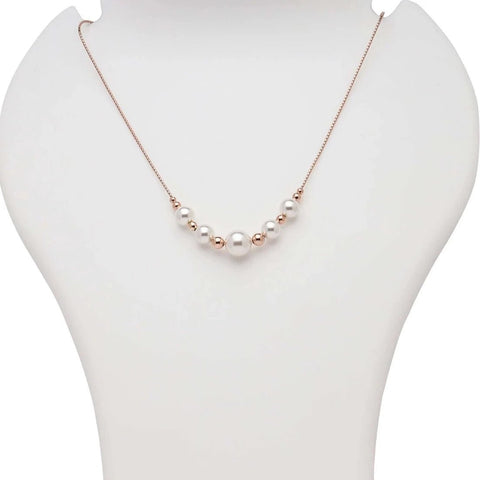 Blisse Allure 925 Sterling Silver Rose Gold Plated Necklace With Heart Shaped Charm And Pearl Drops - Taraash