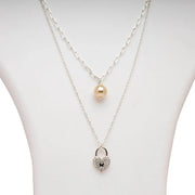 Blisse Allure 925 Sterling Silver Rose Gold Plated Necklace With Heart Shaped Charm And Pearl Drops - Taraash