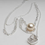 Load image into Gallery viewer, Blisse Allure 925 Sterling Silver Rose Gold Plated Necklace With Heart Shaped Charm And Pearl Drops - Taraash
